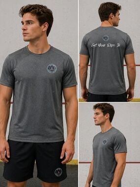 Men’s Gray Athletic Performance T-Shirt “Get Your Reps In” Gym Workout